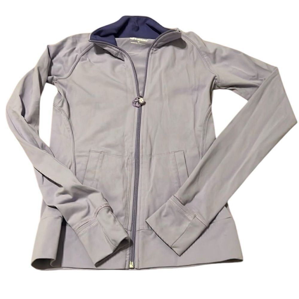 Tuff athletics szXS lavender zip front high neck lightweight jacket thumb holes